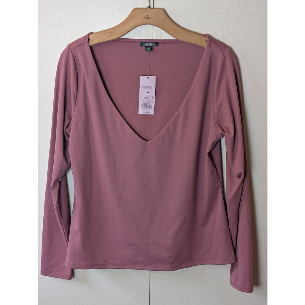 Wild Fable Pink Long Sleeve V Neck XXL